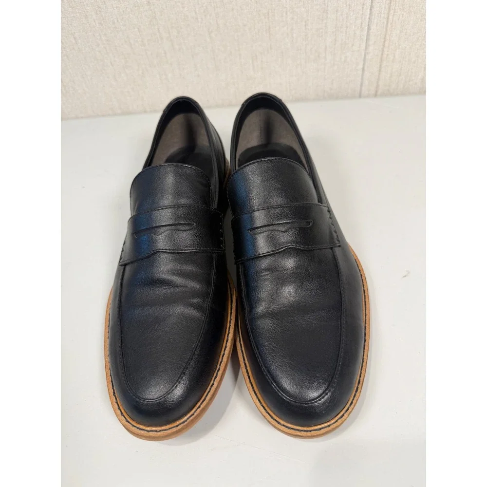 Seven 91 Mens Black Penny Loafers Dress Shoes Size 9 EUR 42 Slip On Casual